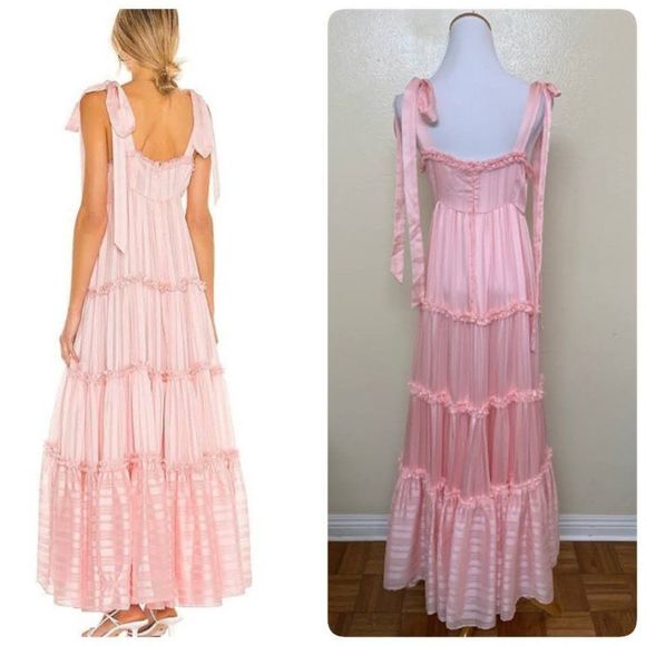 LoveShackFancy Burrows Dress Size 8 Pale Pink Dogwood $495 - Picture 2 of 13